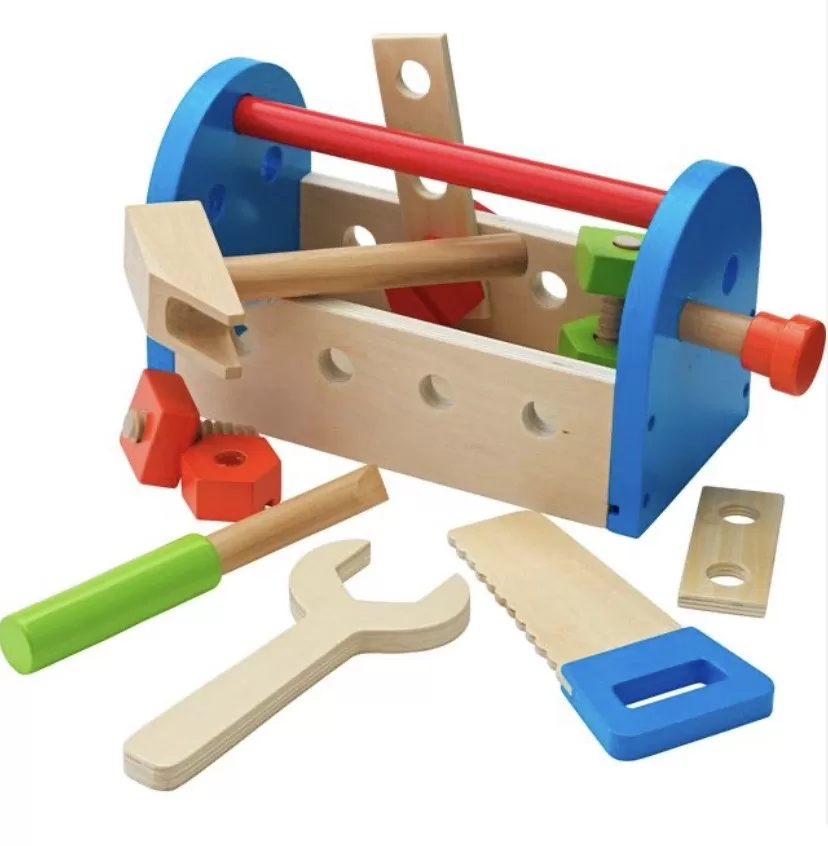Wooden toolbox set for toddlers